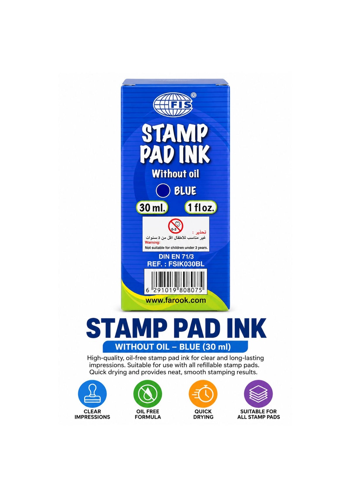 STAMP PAD INK – BLUE (30 ML)