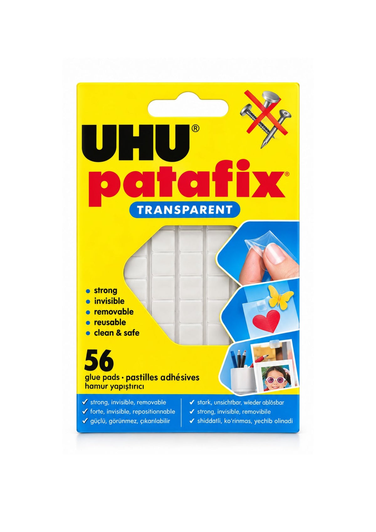 UHU Patafix Transparent Adhesive Pads – 56 Pieces