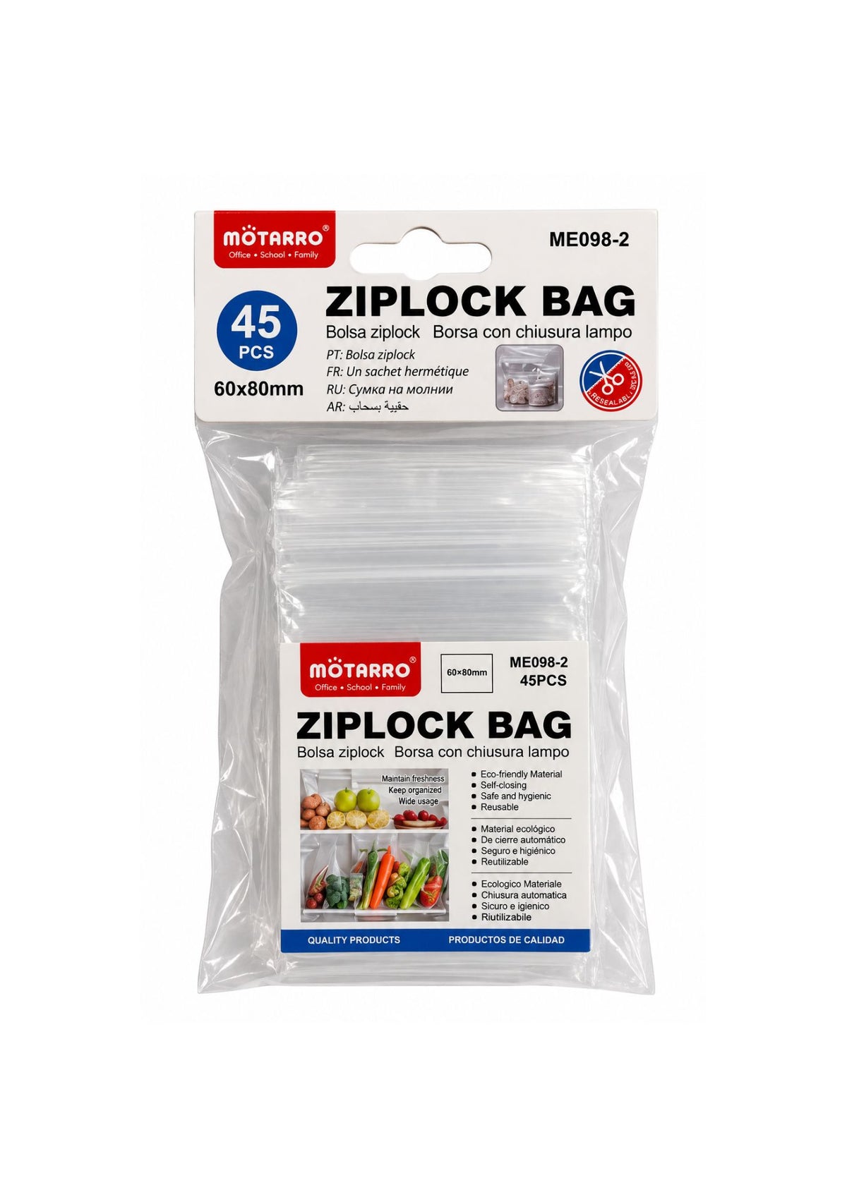 ZIPLOCK BAGS – 60 × 80 MM, 45 PCS