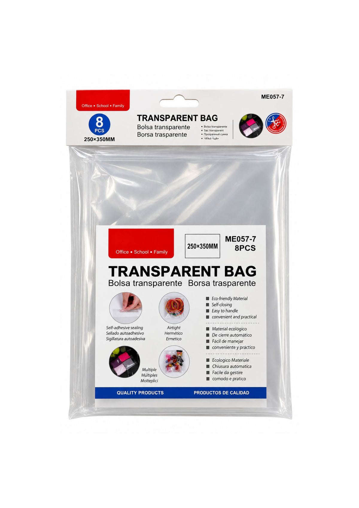 TRANSPARENT BAG – 250 × 350 MM, 8 PCS