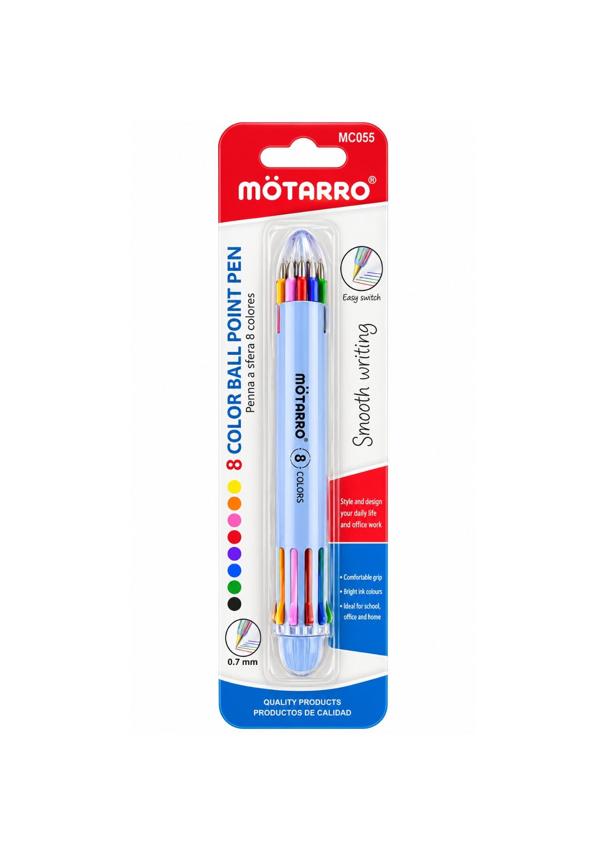 8 COLOR BALLPOINT PEN – 0.7MM