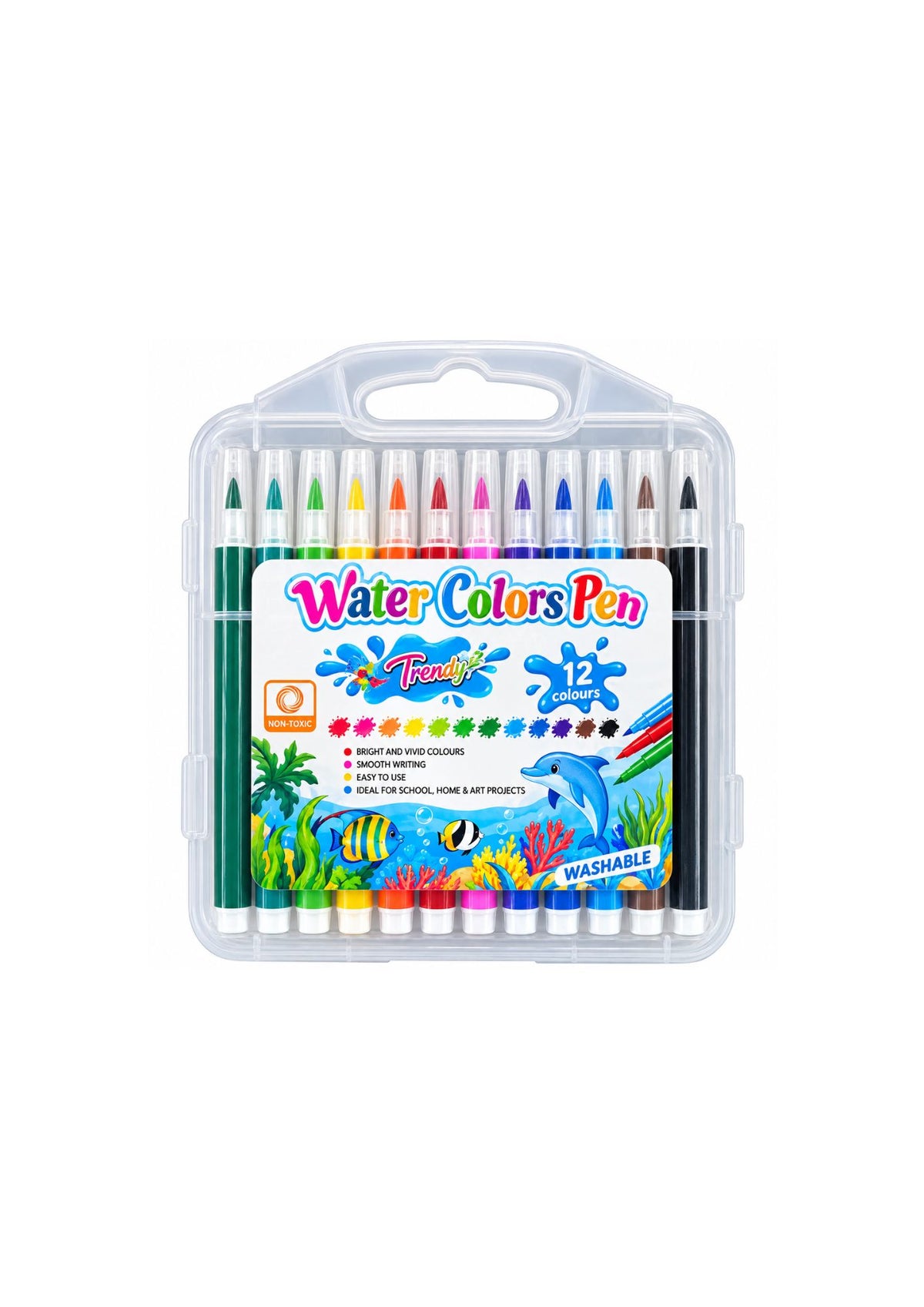 WATER COLOUR PENS – 12 COLOURS